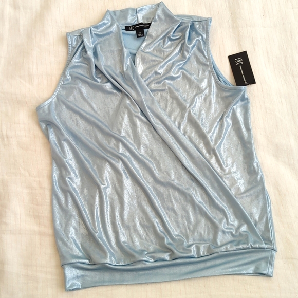 INC International Concepts Tops - NWT shimmer overlay v neck bluish silver bling top